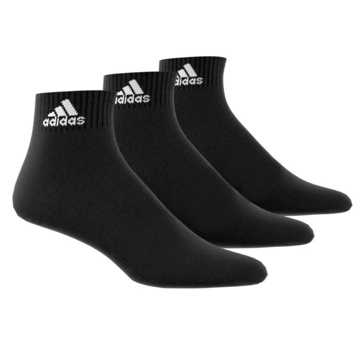 Adidas Cotton Lightweight Quarter (Ankle) Sport Socks (Black / White) (1 pair)