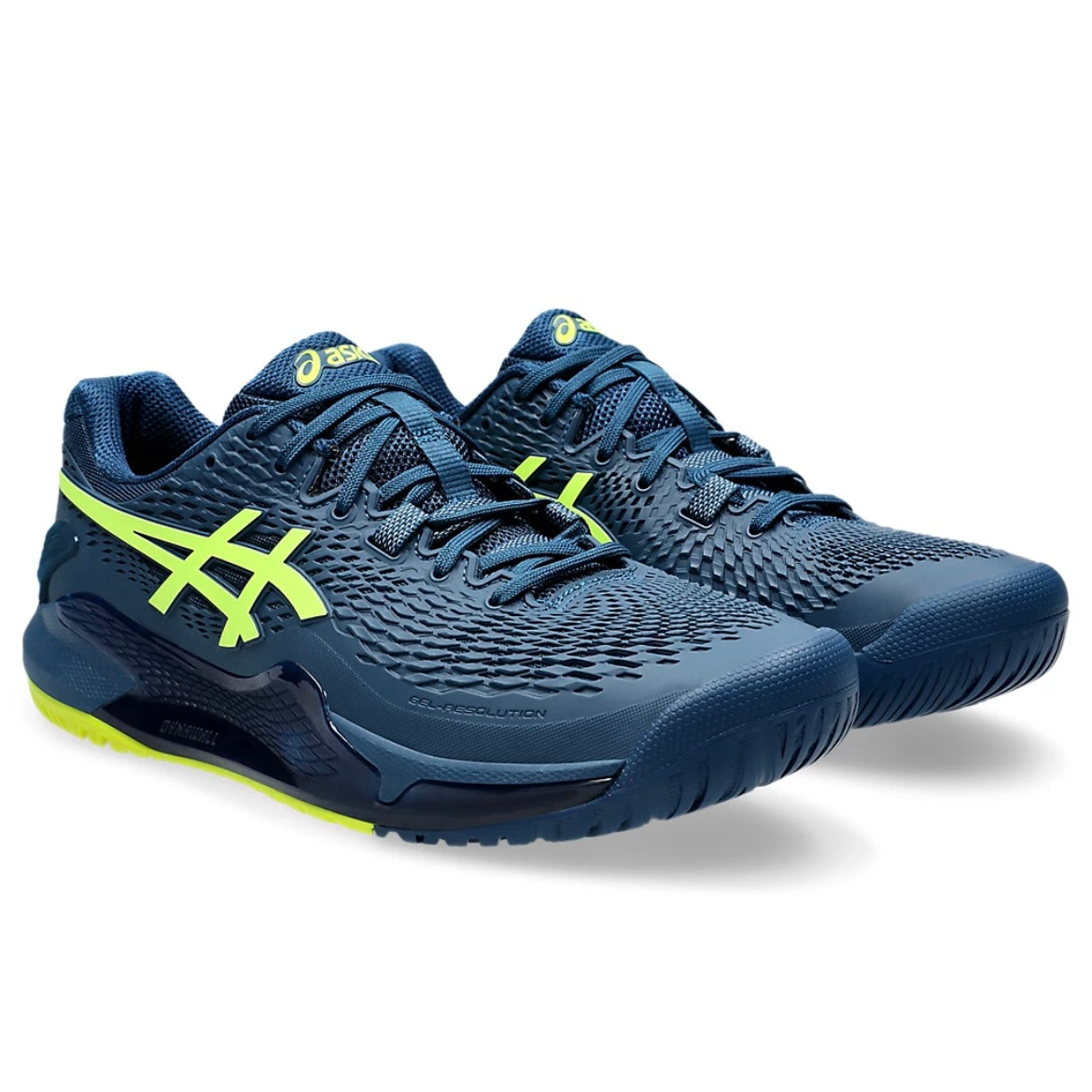 Asics Gel-Resolution 9 Men's Tennis Shoes (Mako blue-Safety yellow)