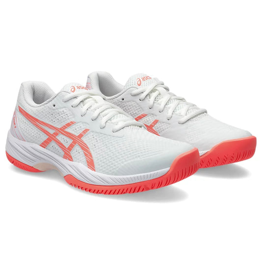 Asics Gel-Game 9 Women's Tennis Shoes (White-Sun coral)