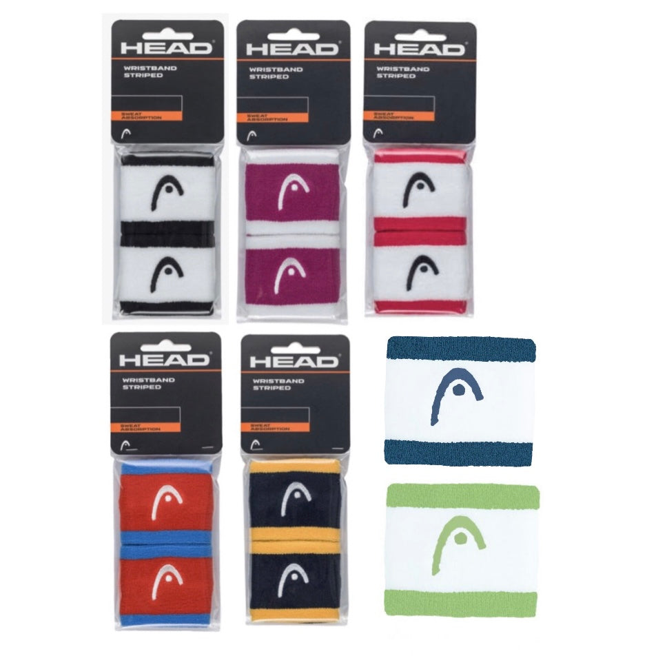 Head Singlewide 2.5” Wristbands (a pair) (Striped colours)