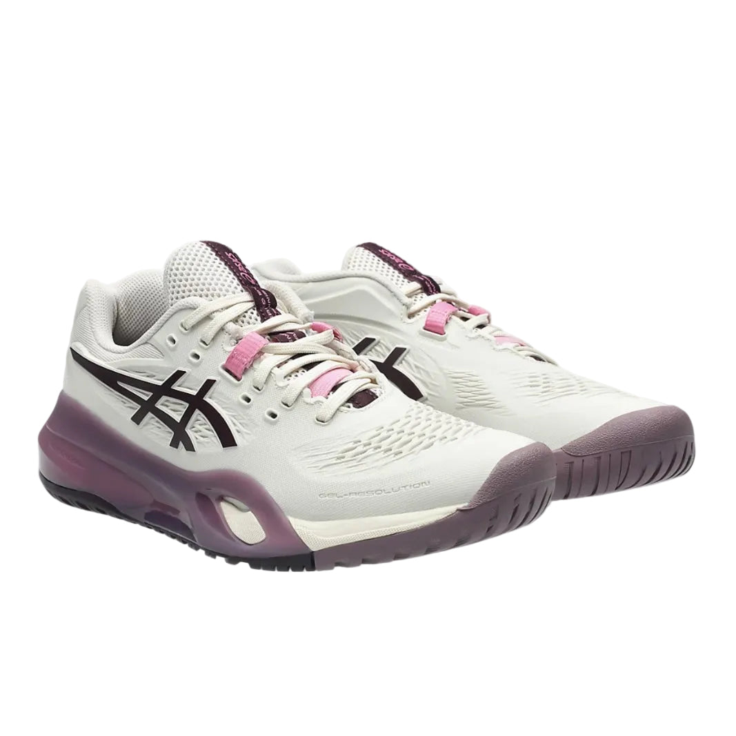 Asics Gel-Resolution X Wide (D) Women's Tennis Shoes (Soft Oat-Dark Aubergine)