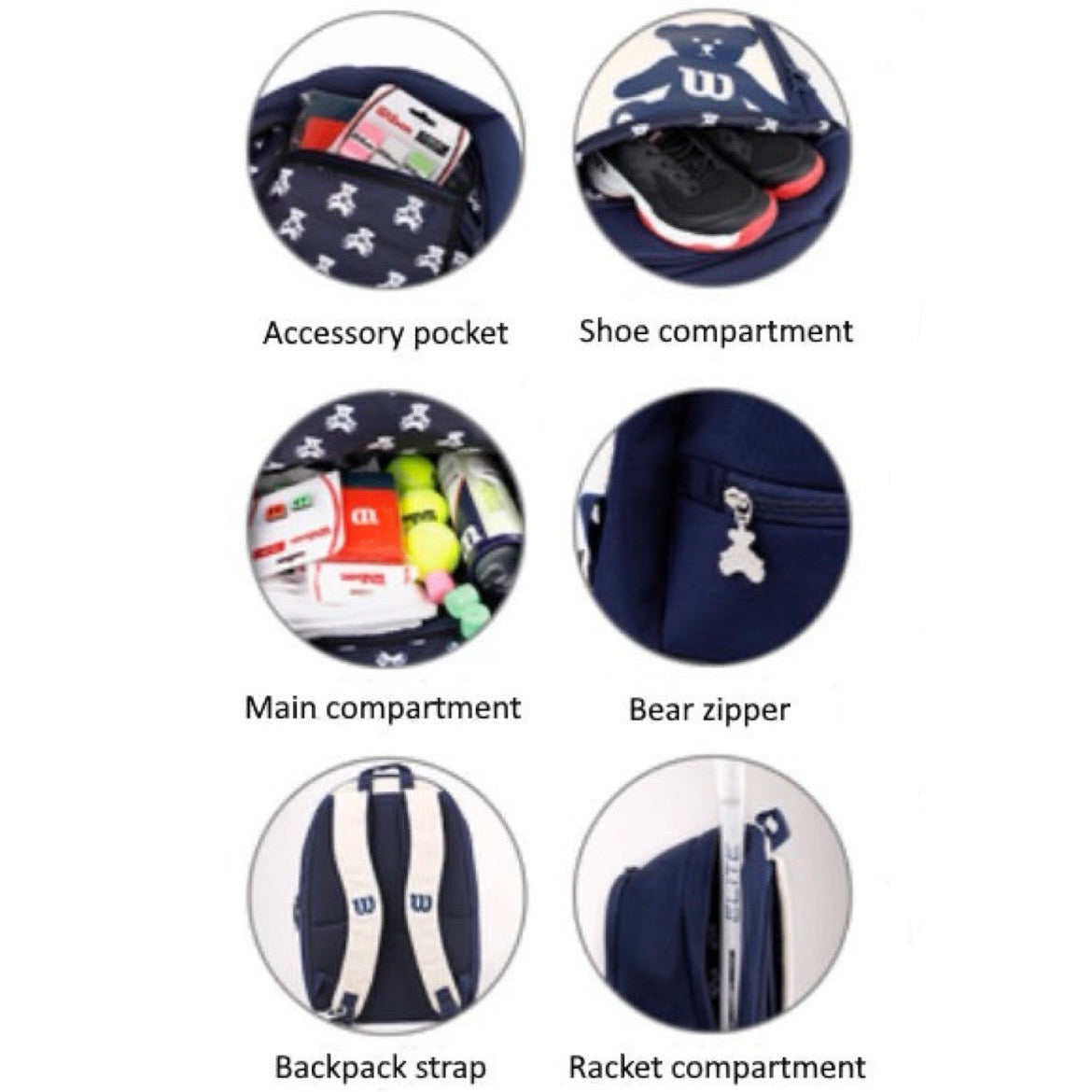 Wilson Bear Backpack bag (Navy-natural)