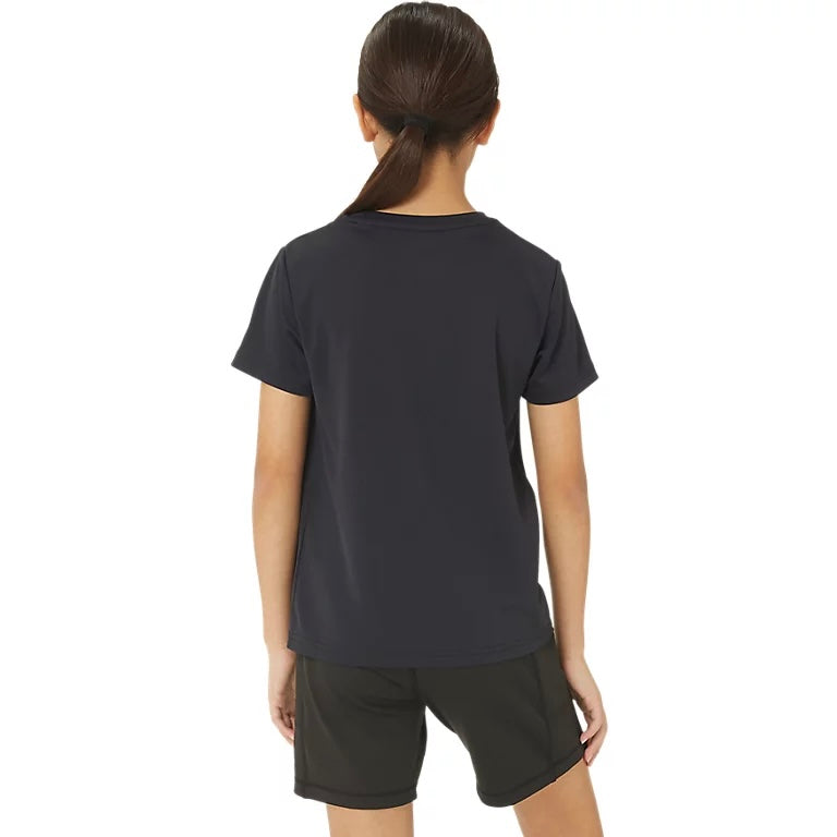 ASICS Junior Kids / Youth Unisex Spiral Graphic Short Sleeve Top Tee T-shirt (black)