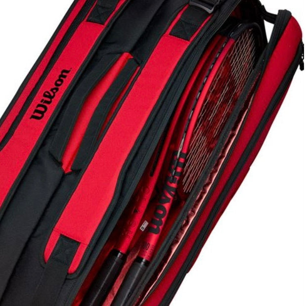 Wilson Super Tour Clash v2 (9 Pack) Tennis Racket Bag (Red-Black)