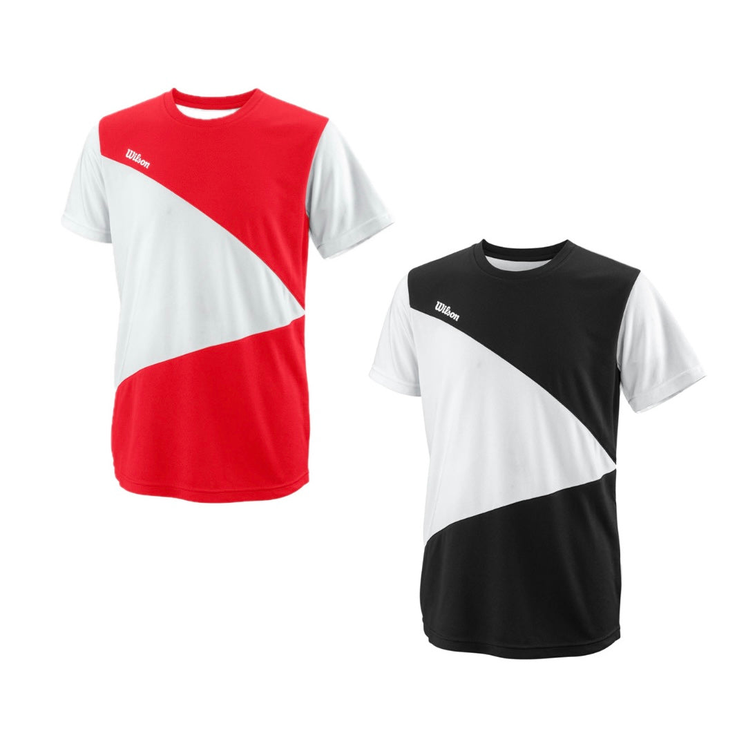 Wilson Junior Kids / Youth Boy’s Team 2 Boys’ Triangle Tee Top Shirt (White-Red / White-Black)