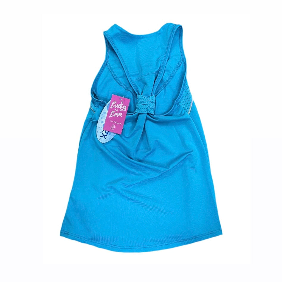 Lucky in Love Kids Junior Girls V-Neck Tank Top (Sky blue)