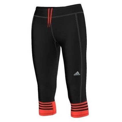 Adidas Women's Response 3/4 Tights Pants Leggings (Black-Neon orange) (size M)