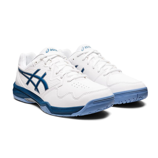 Asics Gel-Dedicate 7 Hard Court Men's Tennis Shoes (White-Light Indigo)