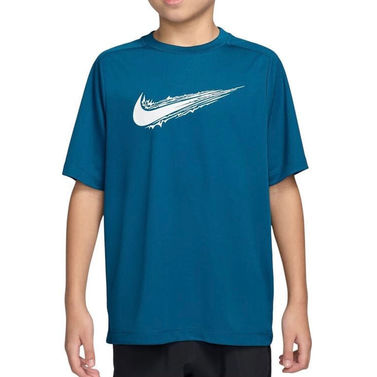 Nike Junior Kids / Youth Dri-Fit Swoosh Tee Top T-Shirt (Blue)