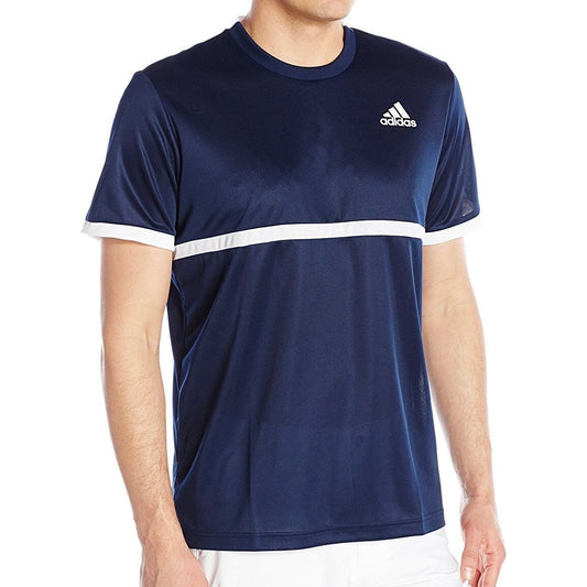 Adidas Men's Tennis Court Crew Neck Navy White Climate Top Tee Shirt (Navy-white) (Size S)