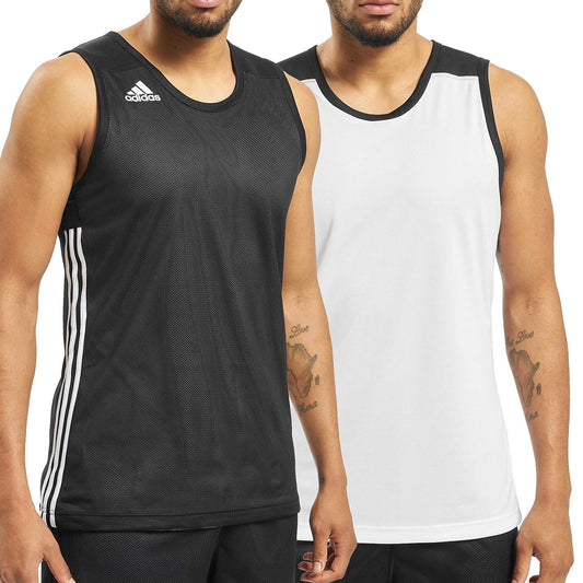 Adidas Men's Reversible Sleeveless Tank Top Tee Shirt (Black-White)