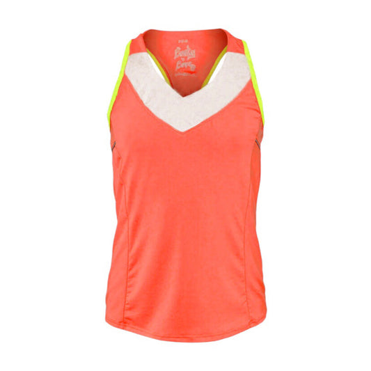 Lucky in Love Junior Girl’s Kids Core V-Neck Tennis Tank Top (Neon Orange-yellow)