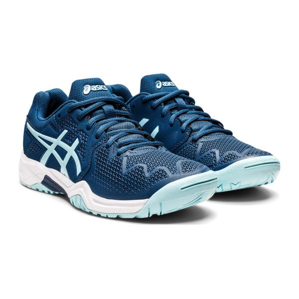 Asics Gel-Resolution 8 GS Junior Tennis Shoes (Light Indigo-Clear Blue)