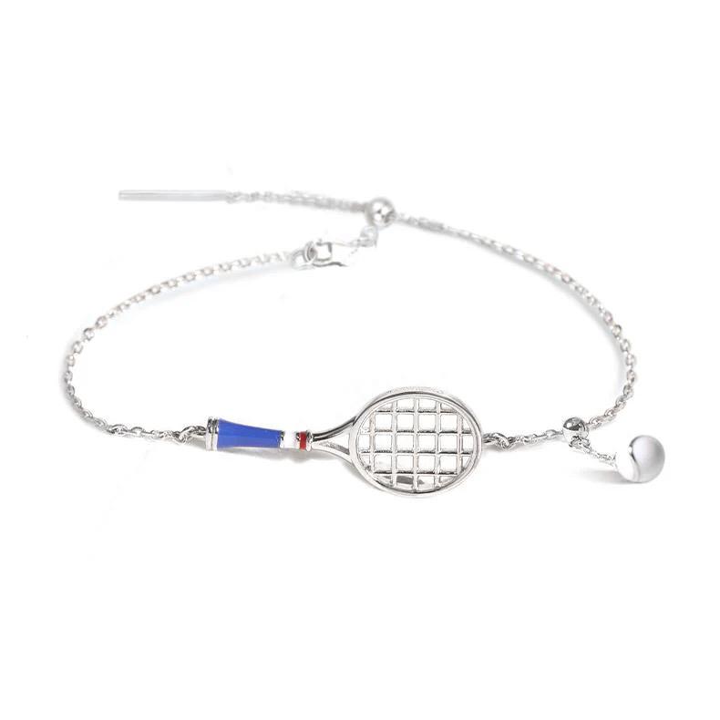 Tennis Racket Adjustable Bracelet (Silver-blue)