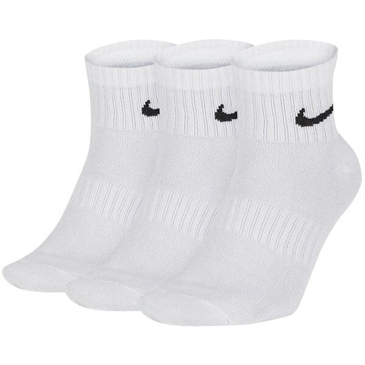 Nike Cotton Cushion Quarter (Ankle) 3-Pack Socks (White)