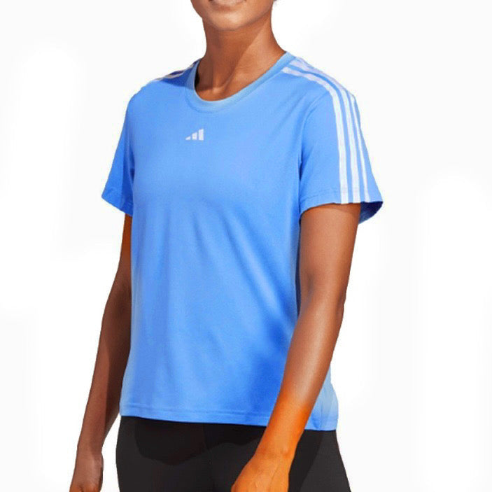 Adidas Women’s Aeroready Essentials 3-Stripes Tee Top T-Shirt (Lilac Pink / Blue)