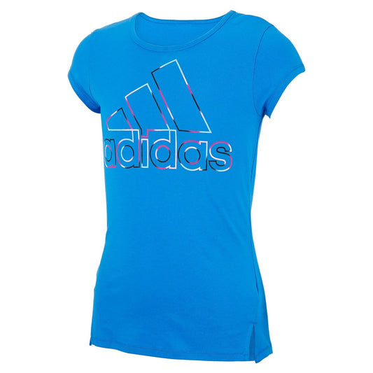 Adidas Kids / Youth Junior Girl's Short Sleeve Side Slit Tee T-shirt (blue)