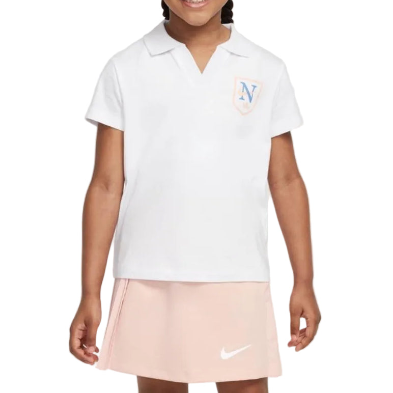 Nike Junior Kids / Youth Girl’s Short Sleeve Polo and Skirt Set (White-Pink)