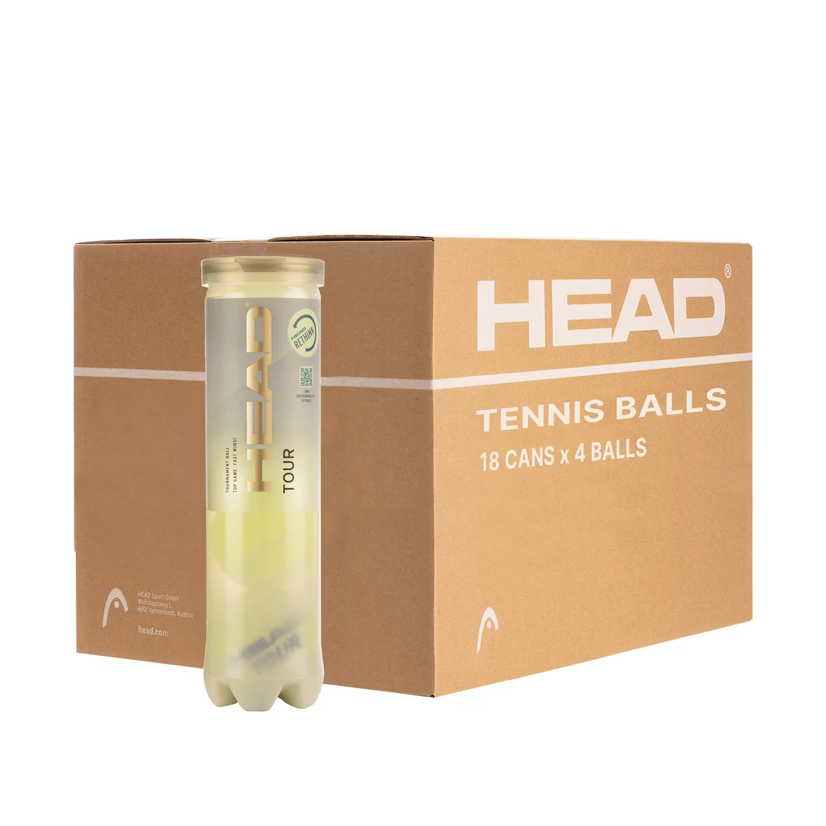 Head Tour Tennis Balls 4B (4 balls per can)