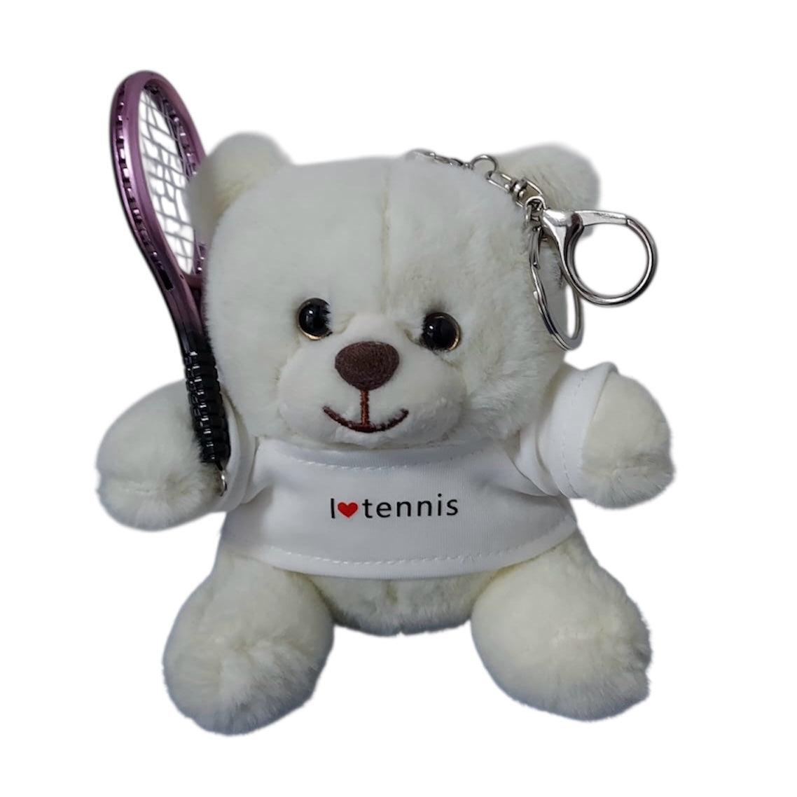 Teddy Bear Tennis Ball / Racket Plush Keychain Keyring