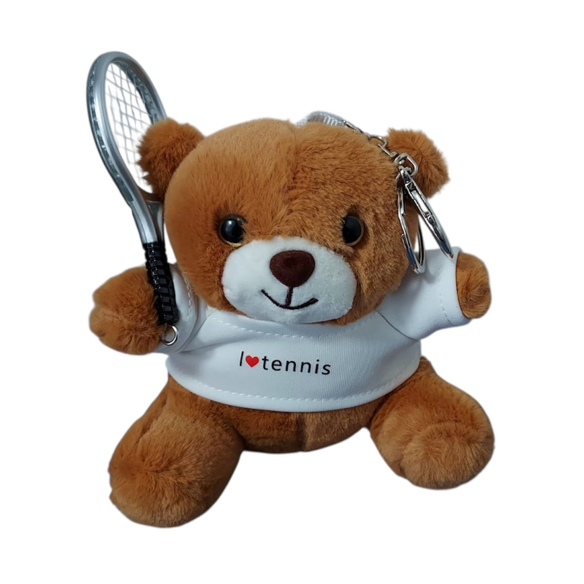 Teddy Bear Tennis Ball / Racket Plush Keychain Keyring