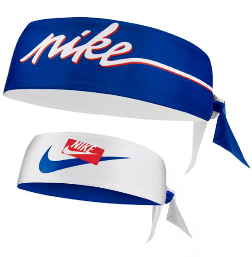 Nike Dri-Fit Reversible Head Tie (Blue with white logo)