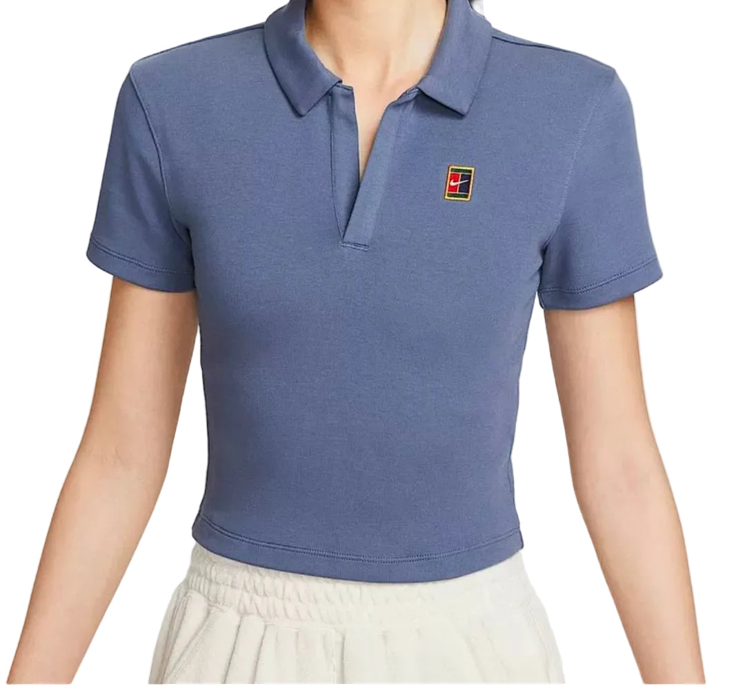 Nike Women’s Court Heritage Short Sleeve Crop Polo Shirt (Diffused Blue)