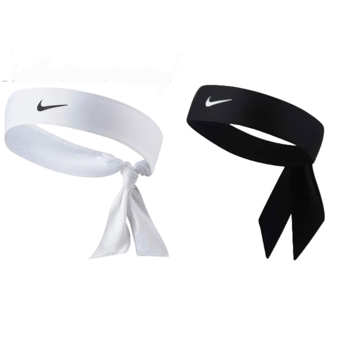 Nike Unisex Dri-Fit Court Headband Head Tie (White / Black)