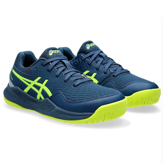 Asics Gel-Resolution 9 GS Junior Tennis Shoes (Mako Blue-Safety Yellow)